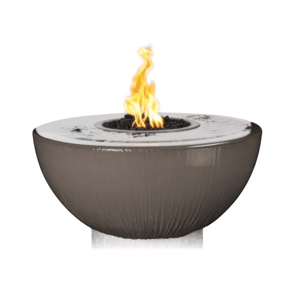 The Outdoor Plus 38 Round Sedona Fire, Water Bowl, GFRC Concrete, Chestnut, Liquid Propane OPT-38FW360E12V-CST-LP